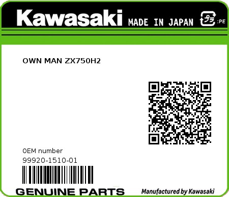 Product image: Kawasaki - 99920-1510-01 - OWN MAN ZX750H2  0