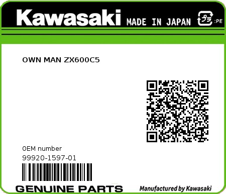 Product image: Kawasaki - 99920-1597-01 - OWN MAN ZX600C5  0