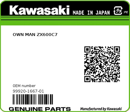 Product image: Kawasaki - 99920-1667-01 - OWN MAN ZX600C7  0