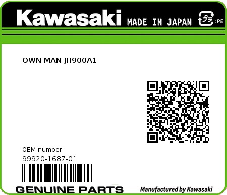 Product image: Kawasaki - 99920-1687-01 - OWN MAN JH900A1  0