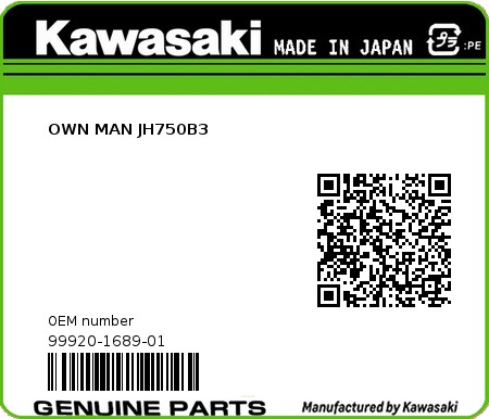 Product image: Kawasaki - 99920-1689-01 - OWN MAN JH750B3  0