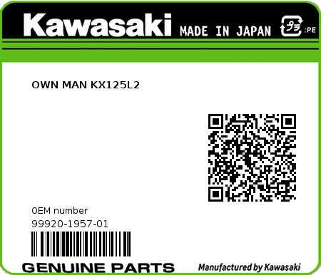 Product image: Kawasaki - 99920-1957-01 - OWN MAN KX125L2 