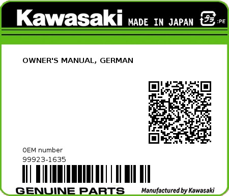 Product image: Kawasaki - 99923-1635 - OWNER'S MANUAL, GERMAN 