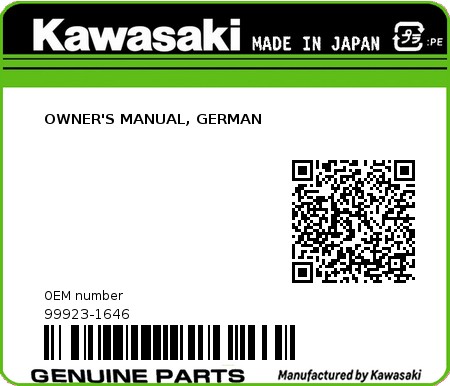 Product image: Kawasaki - 99923-1646 - OWNER'S MANUAL, GERMAN 