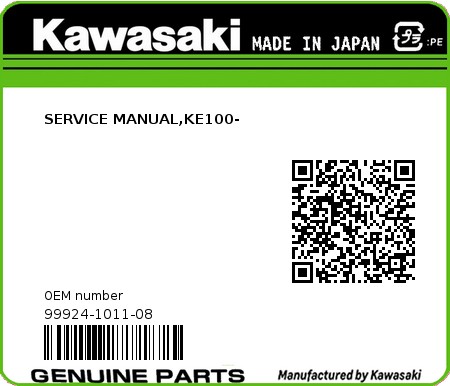 Product image: Kawasaki - 99924-1011-08 - SERVICE MANUAL,KE100-  0