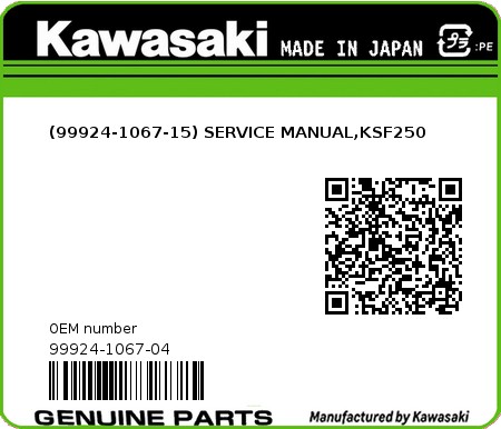 Product image: Kawasaki - 99924-1067-04 - (99924-1067-15) SERVICE MANUAL,KSF250 