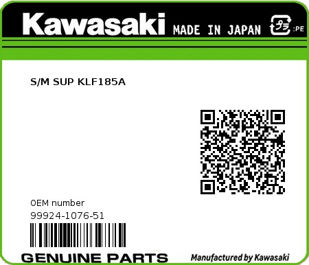 Product image: Kawasaki - 99924-1076-51 - S/M SUP KLF185A 