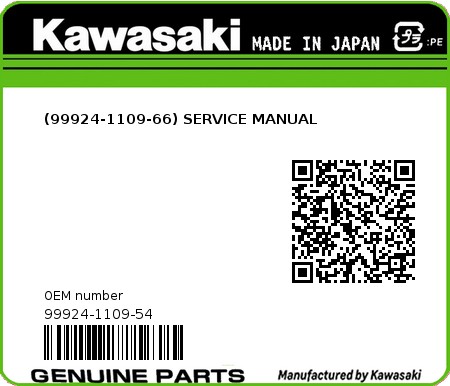 Product image: Kawasaki - 99924-1109-54 - (99924-1109-66) SERVICE MANUAL 