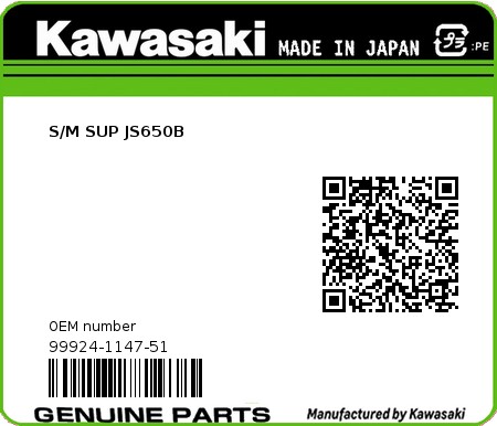 Product image: Kawasaki - 99924-1147-51 - S/M SUP JS650B  0