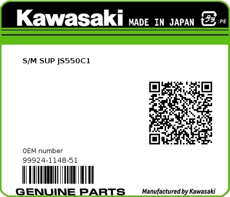 Product image: Kawasaki - 99924-1148-51 - S/M SUP JS550C1 