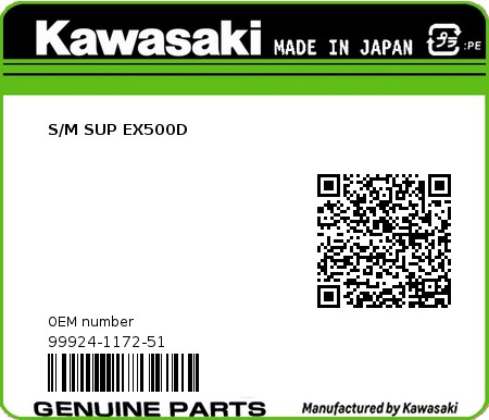 Product image: Kawasaki - 99924-1172-51 - S/M SUP EX500D 