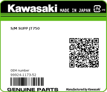Product image: Kawasaki - 99924-1173-52 - S/M SUPP JT750  0