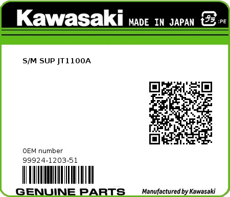 Product image: Kawasaki - 99924-1203-51 - S/M SUP JT1100A 