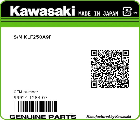 Product image: Kawasaki - 99924-1284-07 - S/M KLF250A9F  0
