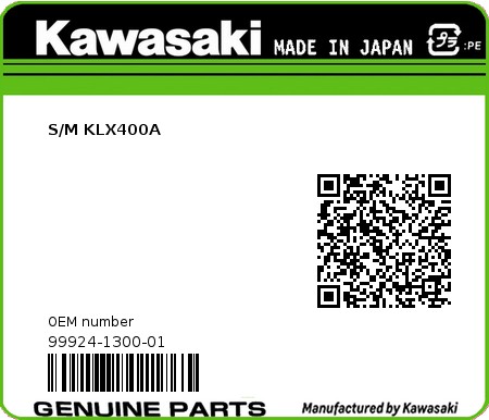 Product image: Kawasaki - 99924-1300-01 - S/M KLX400A  0