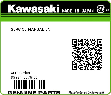 Product image: Kawasaki - 99924-1376-02 - SERVICE MANUAL EN 