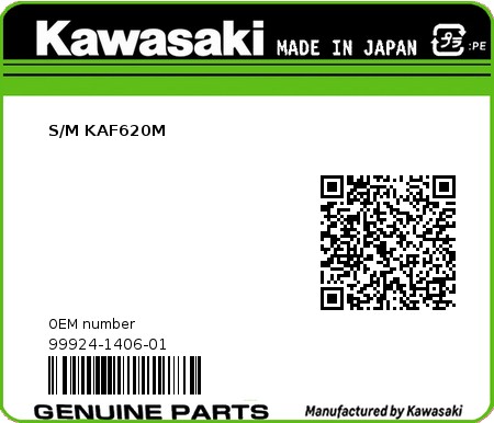 Product image: Kawasaki - 99924-1406-01 - S/M KAF620M  0