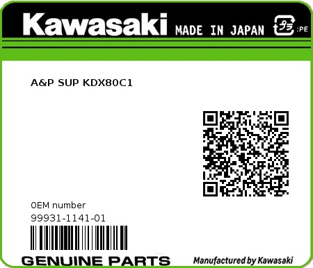 Product image: Kawasaki - 99931-1141-01 - A&P SUP KDX80C1  0