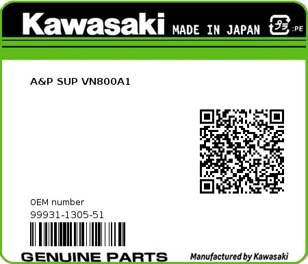 Product image: Kawasaki - 99931-1305-51 - A&P SUP VN800A1  0