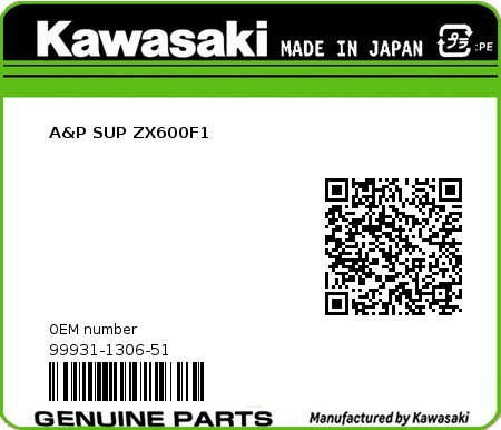 Product image: Kawasaki - 99931-1306-51 - A&P SUP ZX600F1  0