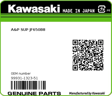 Product image: Kawasaki - 99931-1323-51 - A&P SUP JF650B8 