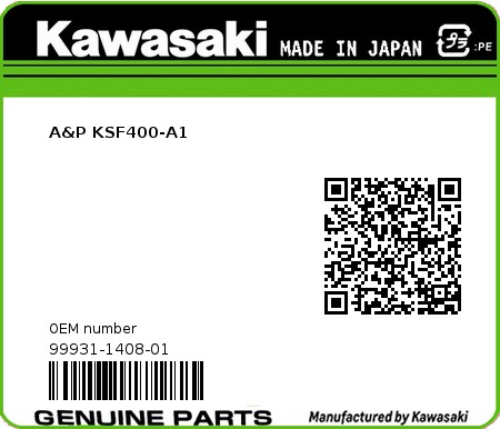 Product image: Kawasaki - 99931-1408-01 - A&P KSF400-A1  0