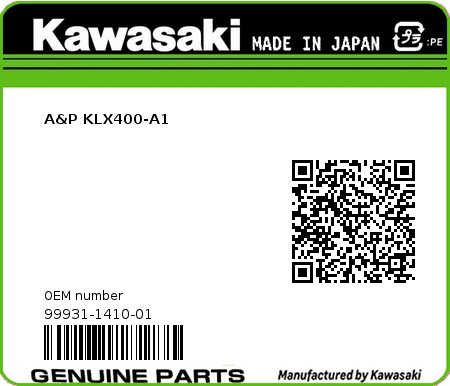 Product image: Kawasaki - 99931-1410-01 - A&P KLX400-A1  0