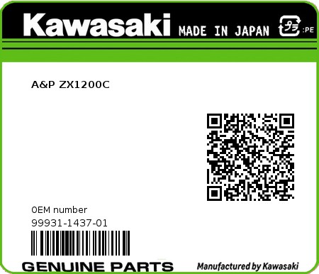 Product image: Kawasaki - 99931-1437-01 - A&P ZX1200C 