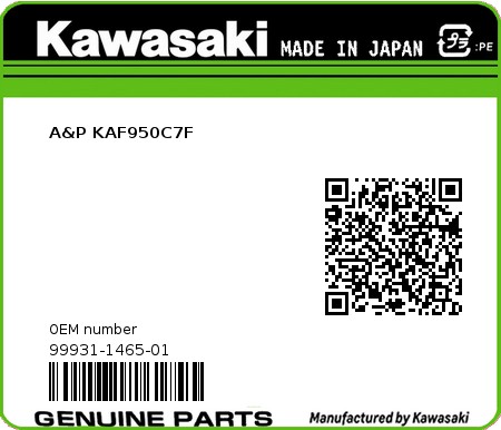 Product image: Kawasaki - 99931-1465-01 - A&P KAF950C7F  0
