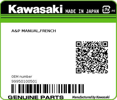 Product image: Kawasaki - 99950100501 - A&P MANUAL,FRENCH 