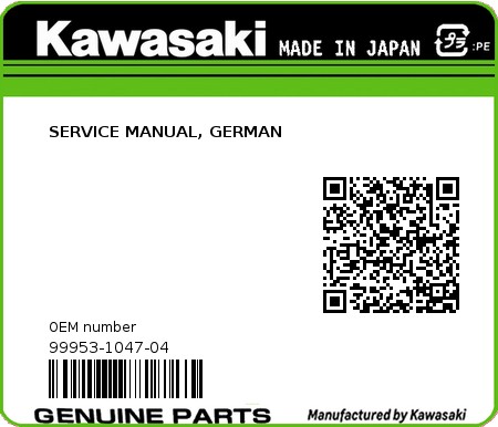 Product image: Kawasaki - 99953-1047-04 - SERVICE MANUAL, GERMAN 