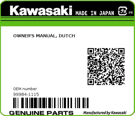 Product image: Kawasaki - 99984-1115 - OWNER'S MANUAL, DUTCH 