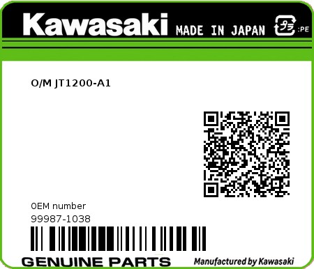 Product image: Kawasaki - 99987-1038 - O/M JT1200-A1  0