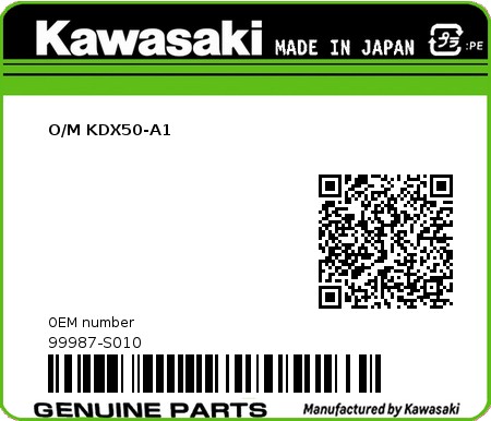 Product image: Kawasaki - 99987-S010 - O/M KDX50-A1  0