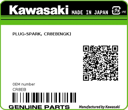 Product image: Kawasaki - CR8EB - PLUG-SPARK, CR8EB(NGK) 