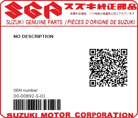 Product image: Suzuki - 00-00892-S-01 - NO DESCRIPTION  0