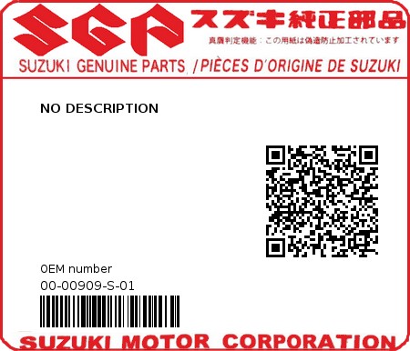 Product image: Suzuki - 00-00909-S-01 - NO DESCRIPTION  0