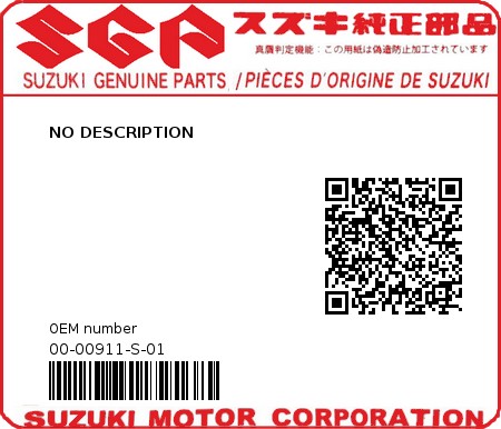 Product image: Suzuki - 00-00911-S-01 - NO DESCRIPTION  0