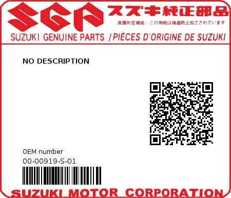 Product image: Suzuki - 00-00919-S-01 - NO DESCRIPTION  0