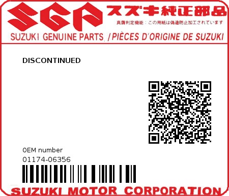 Product image: Suzuki - 01174-06356 - DISCONTINUED          0