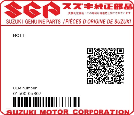 Product image: Suzuki - 01500-05307 - BOLT  0