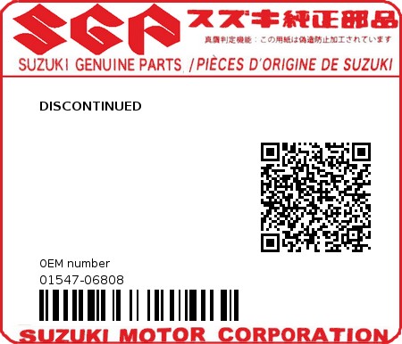 Product image: Suzuki - 01547-06808 - DISCONTINUED         