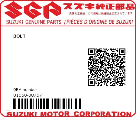 Product image: Suzuki - 01550-08757 - BOLT 