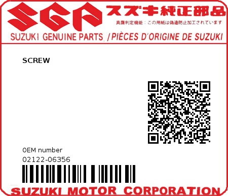 Product image: Suzuki - 02122-06356 - SCREW 