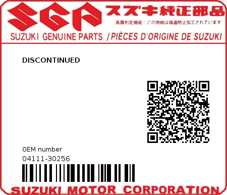 Product image: Suzuki - 04111-30256 - DISCONTINUED         