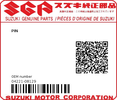 Product image: Suzuki - 04221-08129 - PIN 