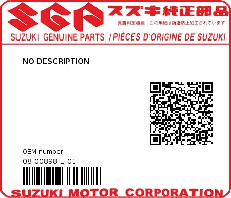 Product image: Suzuki - 08-00898-E-01 - NO DESCRIPTION 