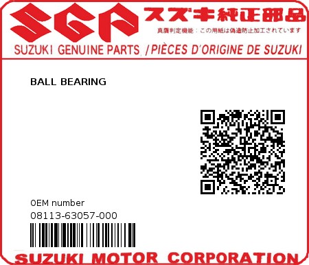 Product image: Suzuki - 08113-63057-000 - BALL BEARING  0