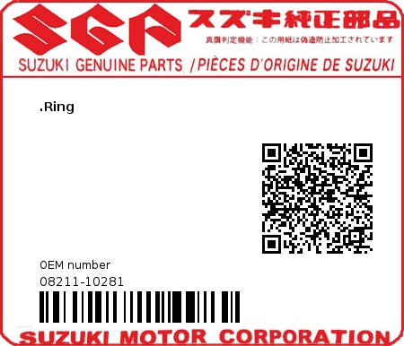 Product image: Suzuki - 08211-10281 - .Ring  0