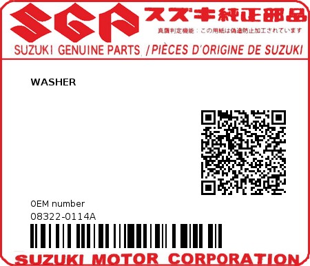 Product image: Suzuki - 08322-0114A - WASHER 